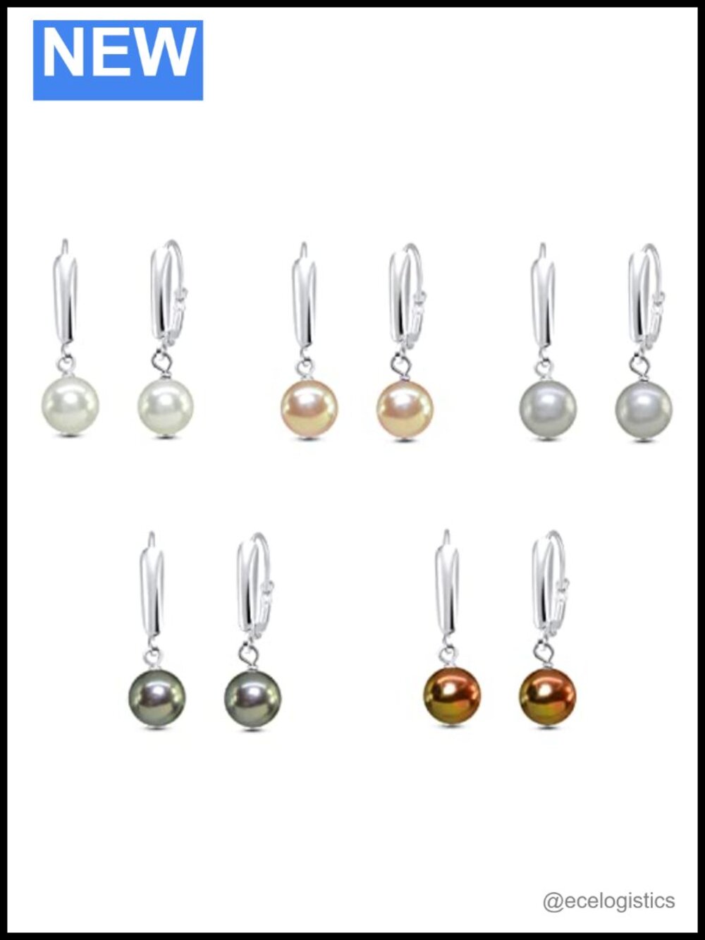 Sterling Silver Freshwater Pearl Leverback Dangle Earrings